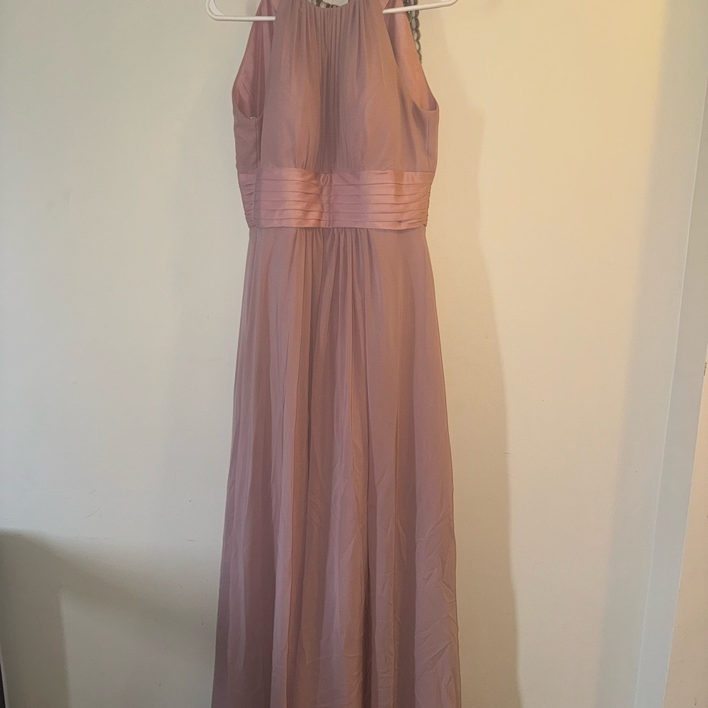 AW Bridal Elegant Pink Pleated Maxi Dress